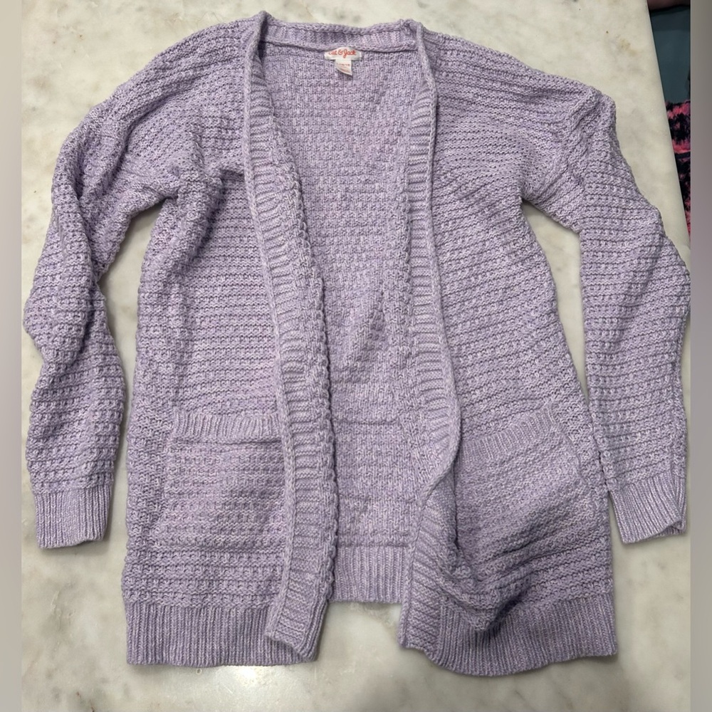 Lavender Knit Girl’s Cardigan Sweater